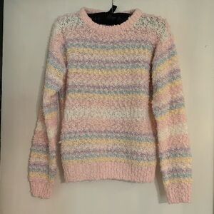 Vintage Pastel Striped Chunky Knit Women's Sweater Cozycore